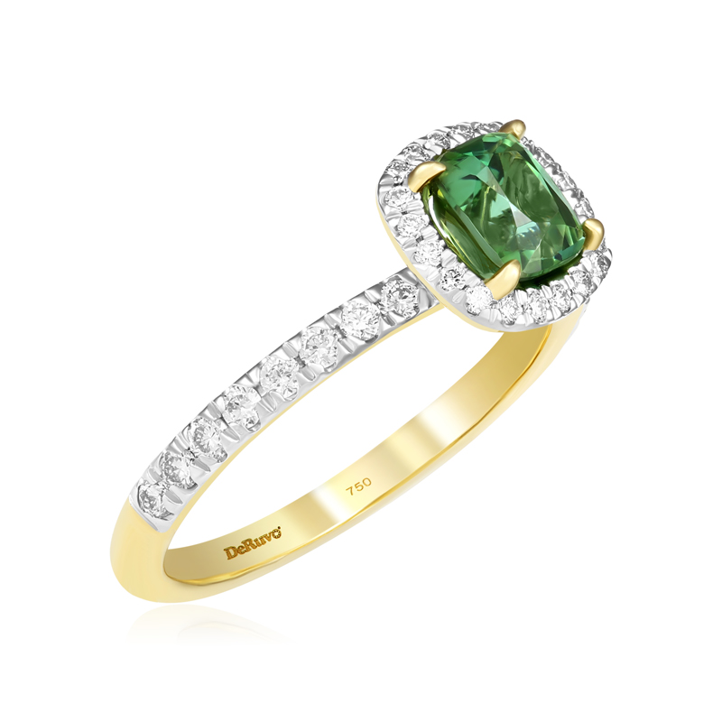Inel Aur 18k Diamante, Turmalina Verde DERUVO
