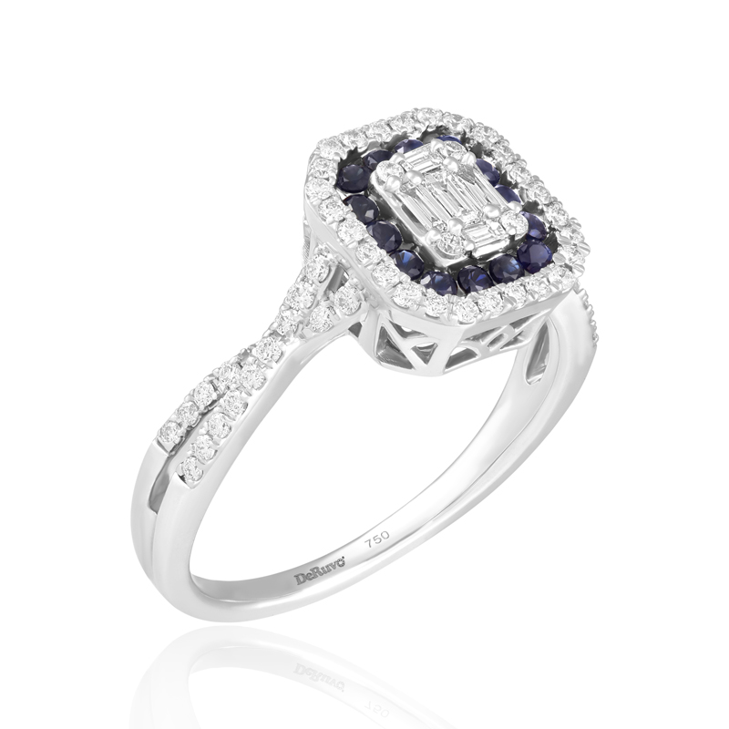 Inel Aur 18k Diamante, Safir DERUVO