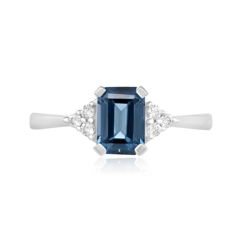 Inel Aur 18k Diamante, London Blue Topaz DERUVO