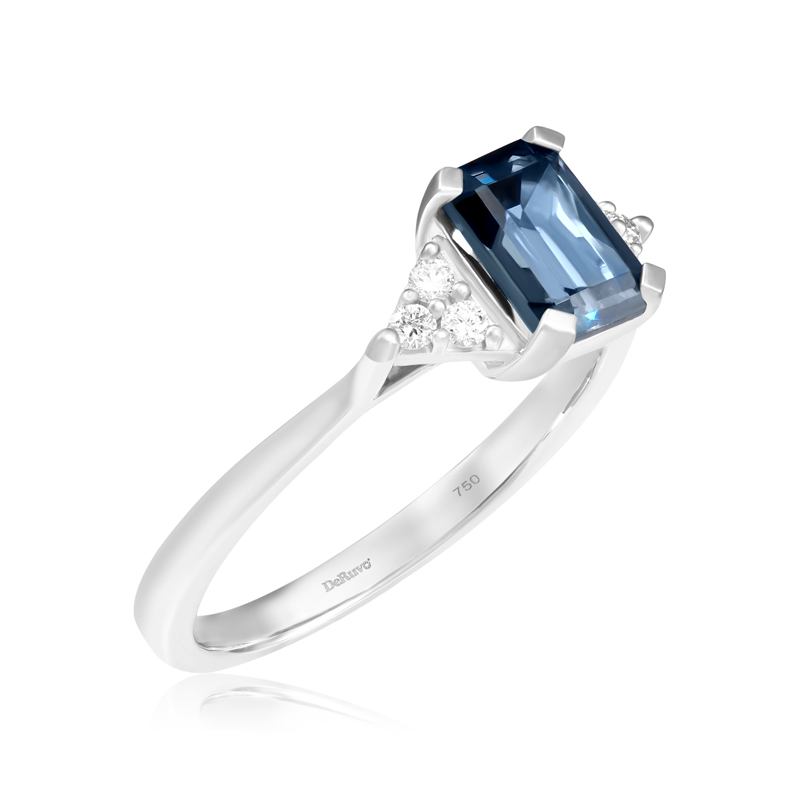 Inel Aur 18k Diamante, London Blue Topaz DERUVO