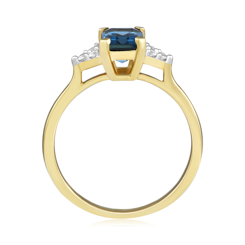 Inel Aur 18k Diamante, London Blue Topaz DERUVO