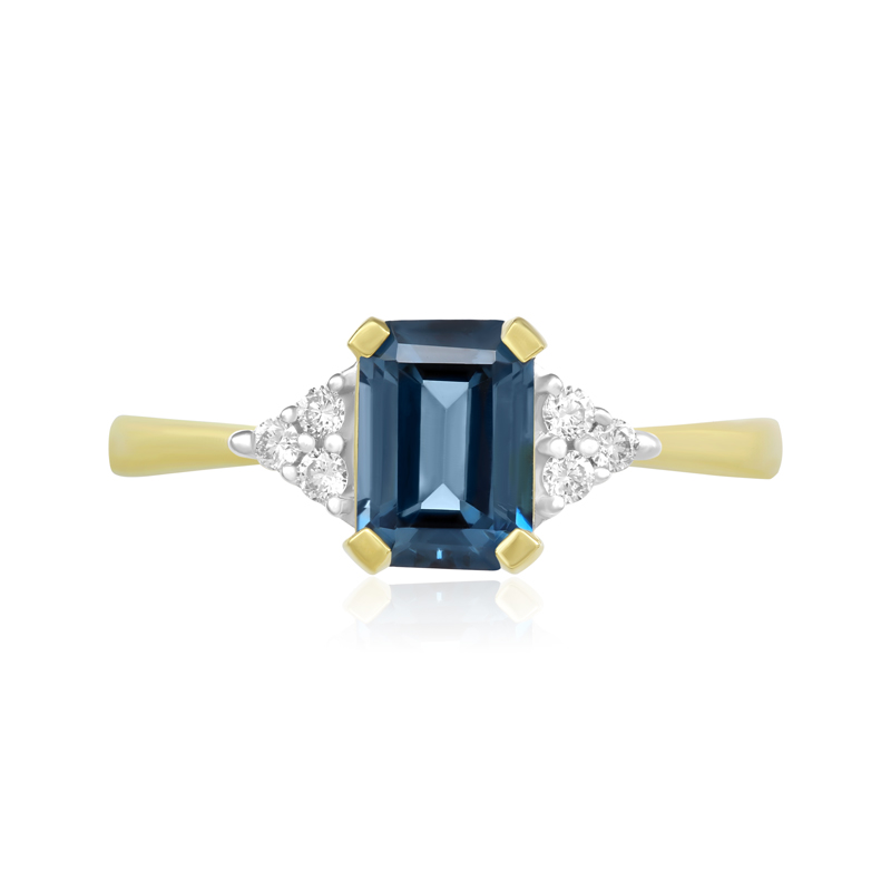 Inel Aur 18k Diamante, London Blue Topaz DERUVO