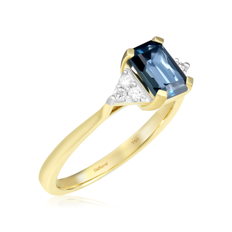 Inel Aur 18k Diamante, London Blue Topaz DERUVO