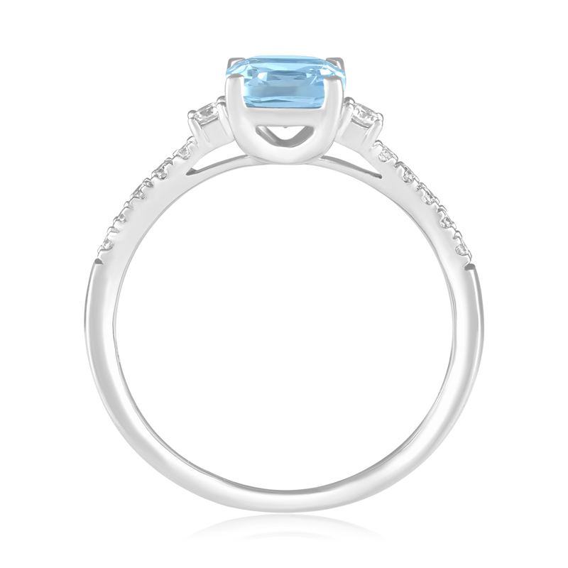 Inel Aur 18k Diamante, Topaz Albastru DERUVO