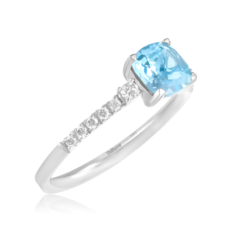 Inel Aur 18k Diamante, Topaz Albastru DERUVO