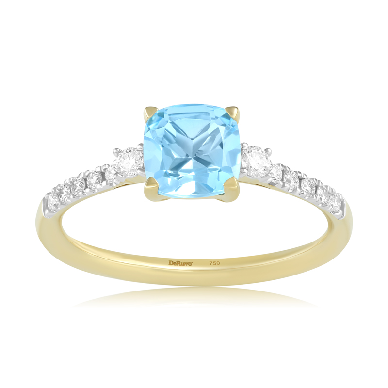 Inel Aur 18k Diamante, Topaz Albastru DERUVO