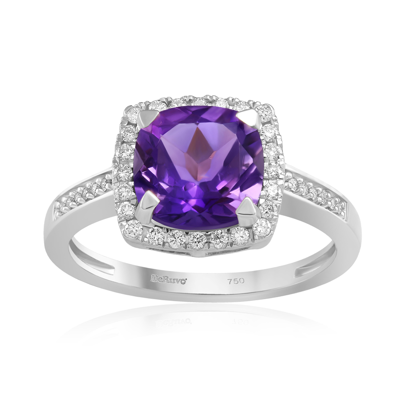 Inel Aur 18k Diamante, Ametist DERUVO Inel Aur 18k Diamante, Ametist DERUVO