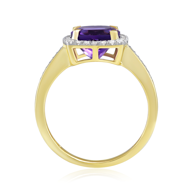 Inel Aur 18k Diamante, Ametist DERUVO Inel Aur 18k Diamante, Ametist DERUVO