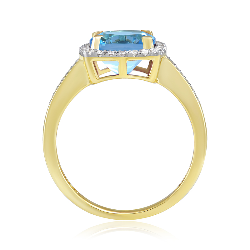 Inel Aur 18k Diamante, Topaz Albastru DERUVO Inel Aur 18k Diamante, Topaz Albastru DERUVO
