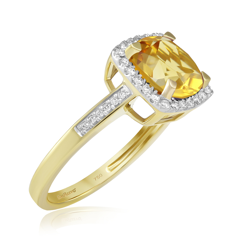 Inel Aur 18k Diamante, Citrin DERUVO Inel Aur 18k Diamante, Citrin DERUVO