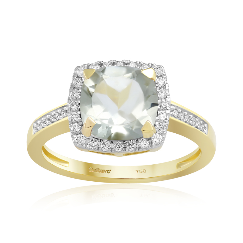 Inel Aur 18k Diamante, Ametist Verde DERUVO Inel Aur 18k Diamante, Ametist Verde DERUVO