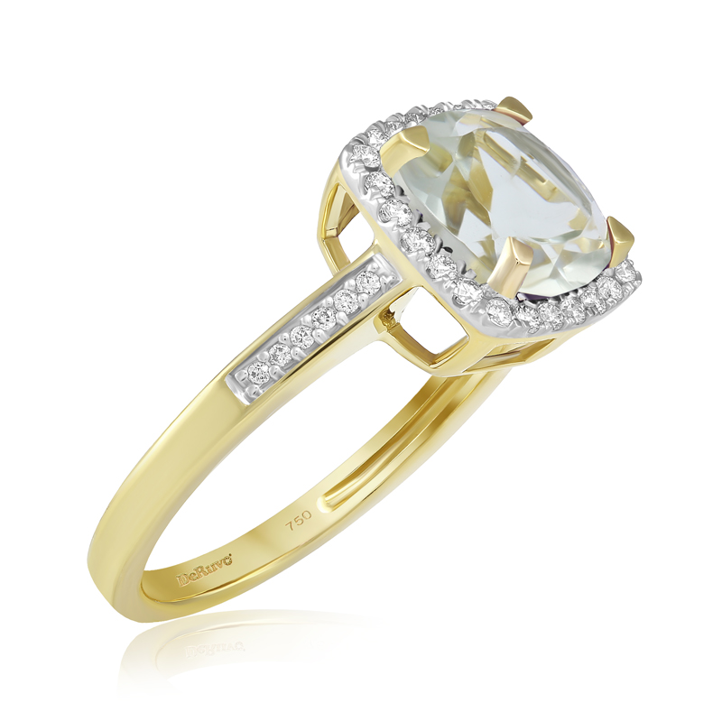 Inel Aur 18k Diamante, Ametist Verde DERUVO Inel Aur 18k Diamante, Ametist Verde DERUVO