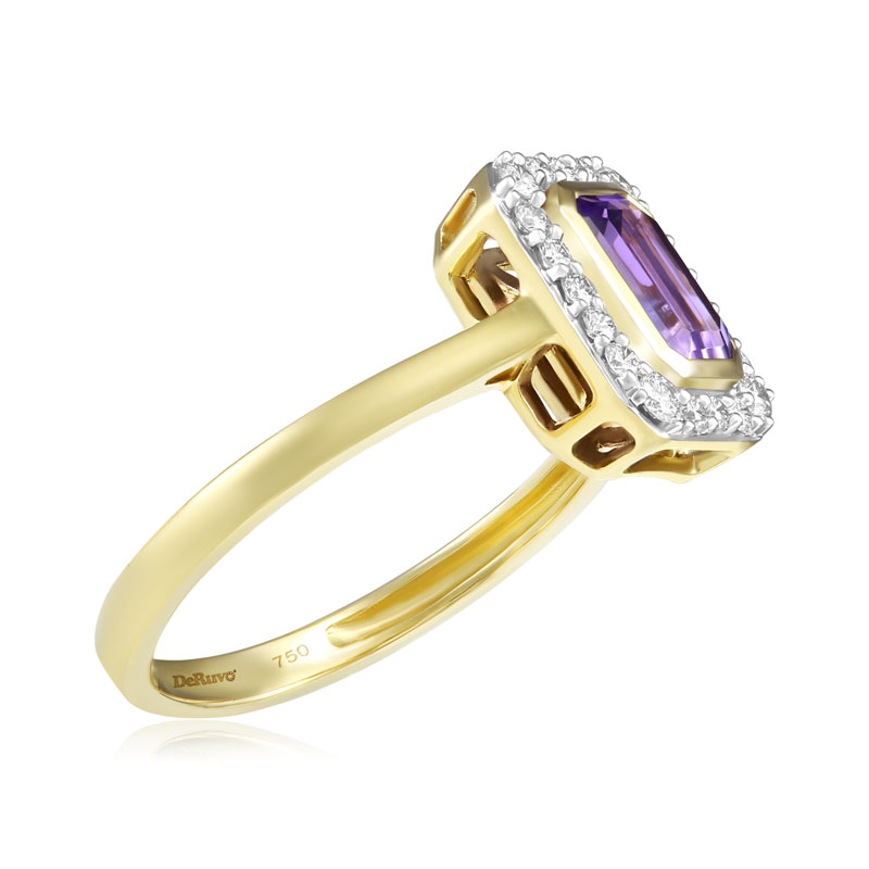 Inel Aur 18k Diamante, Ametist DERUVO