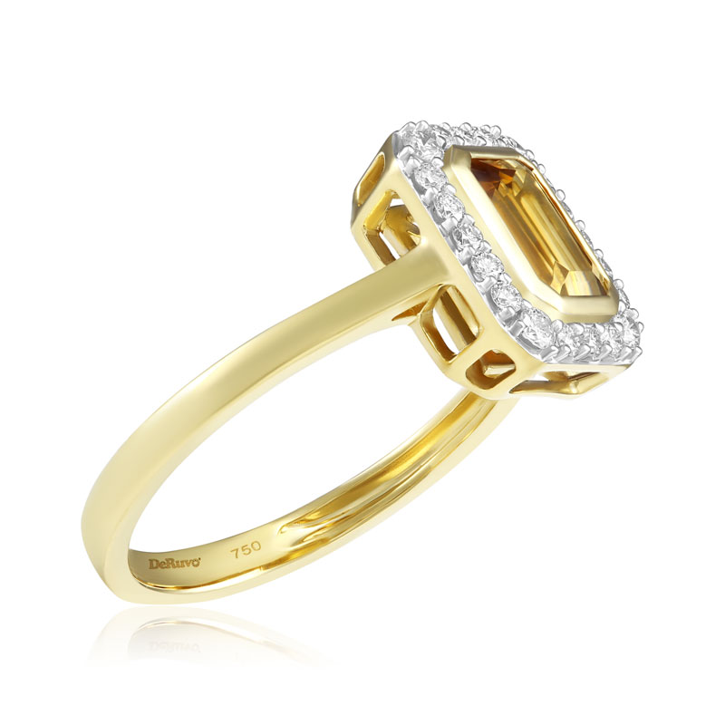 Inel Aur 18k Diamante, Citrin DERUVO