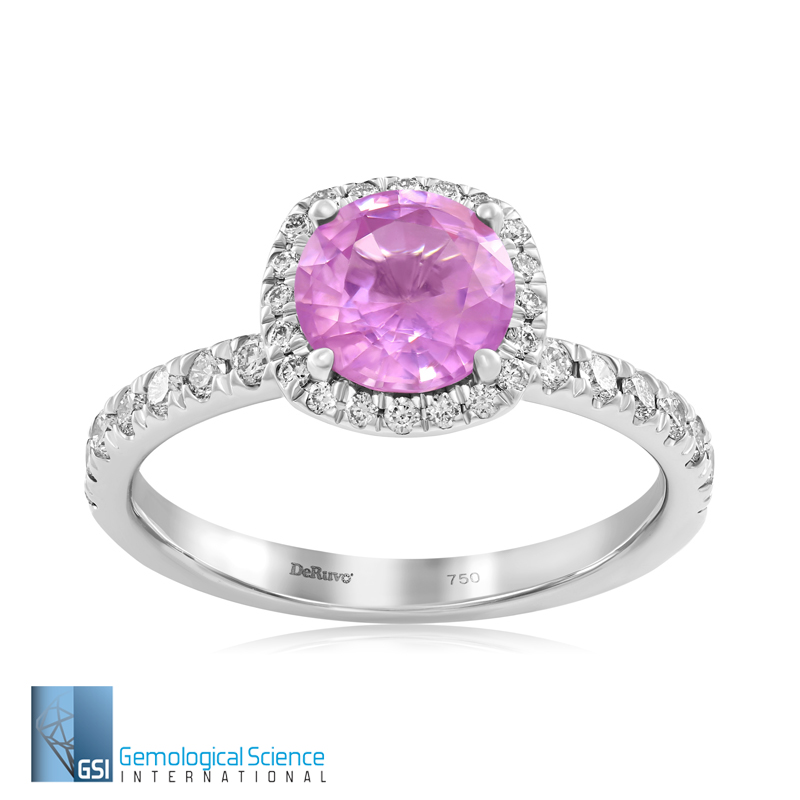 Inel Aur 18k Diamante, Safir Roz DERUVO