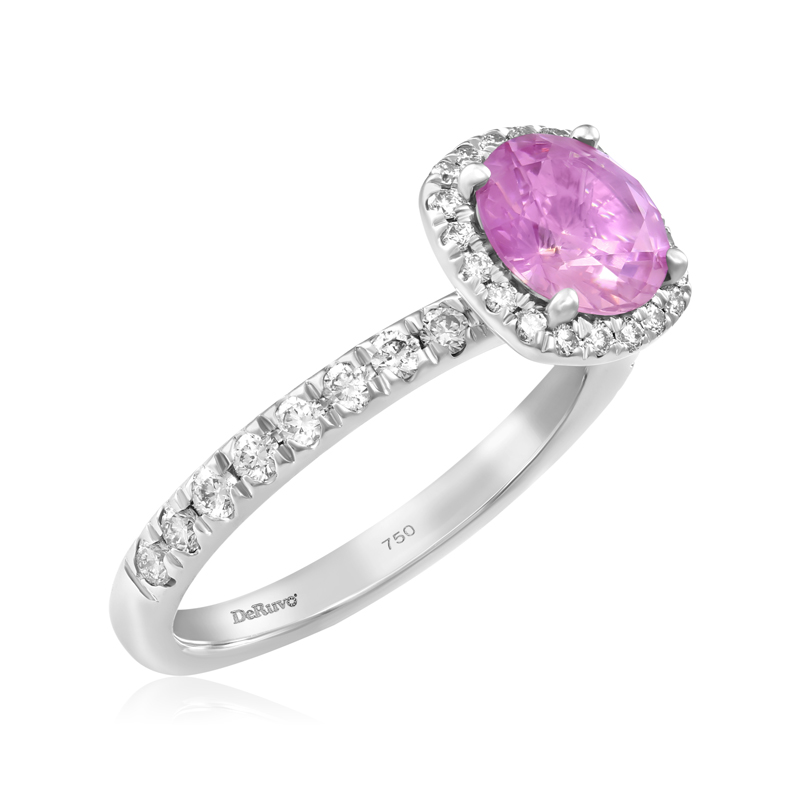 Inel Aur 18k Diamante, Safir Roz DERUVO