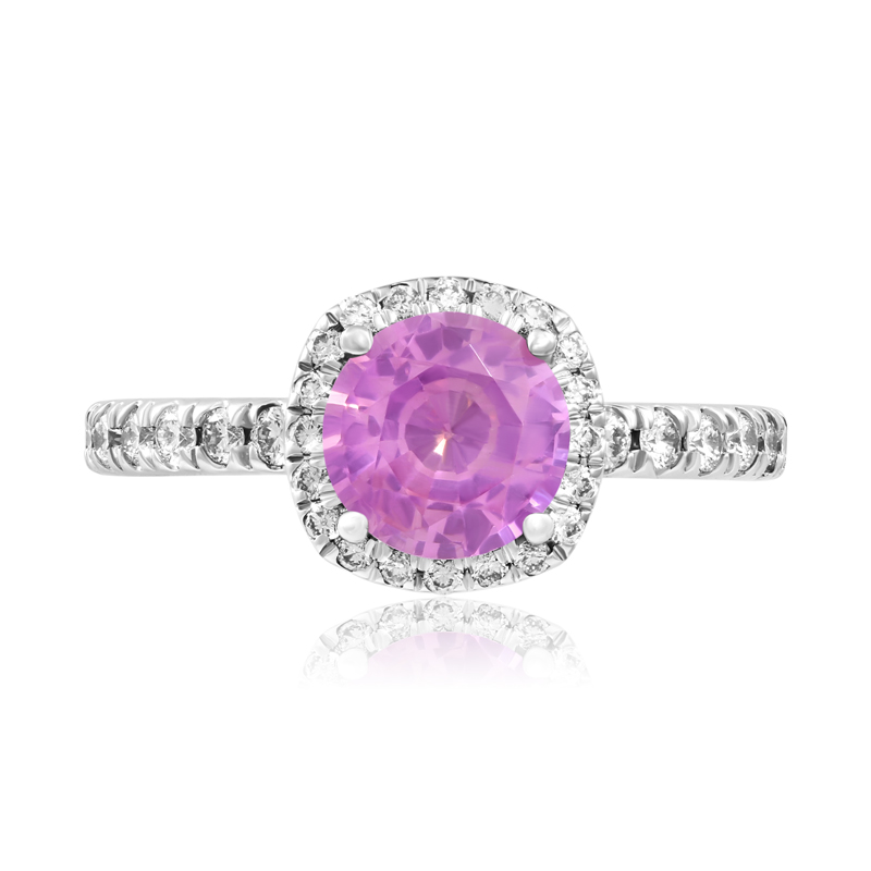 Inel Aur 18k Diamante, Safir Roz DERUVO