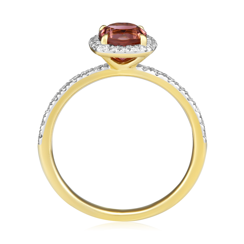 Inel Aur 18k Diamante, Turmalina Roz DERUVO 