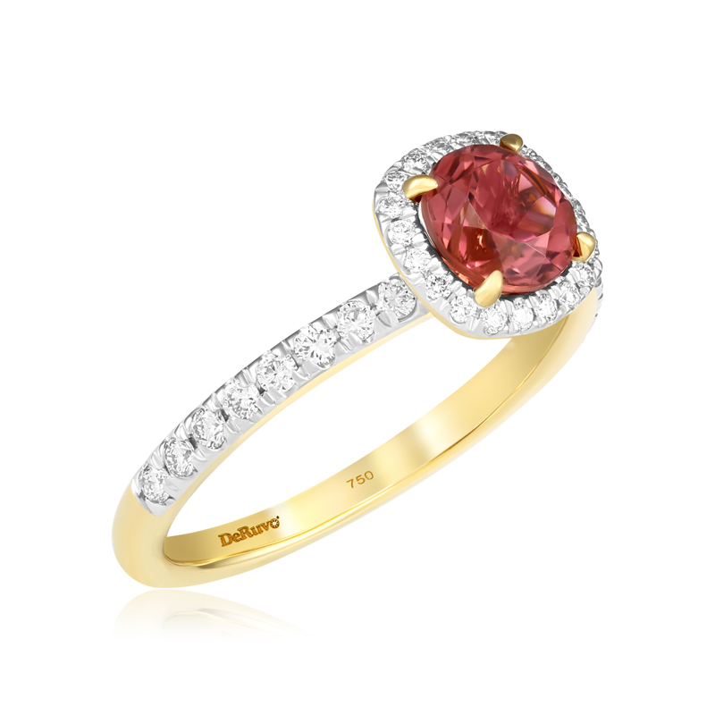 Inel Aur 18k Diamante, Turmalina Roz DERUVO 