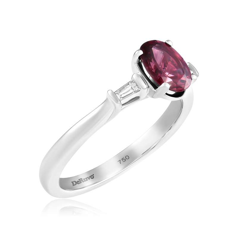 Inel Aur 18k Diamante, Rodolit DERUVO