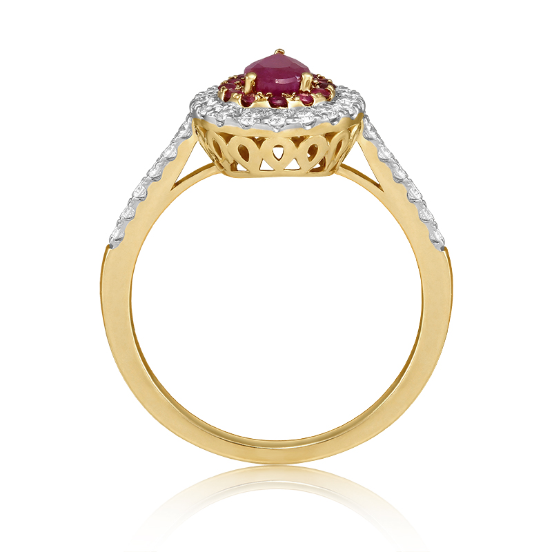 Inel Aur 18k Diamante, Rubine DERUVO