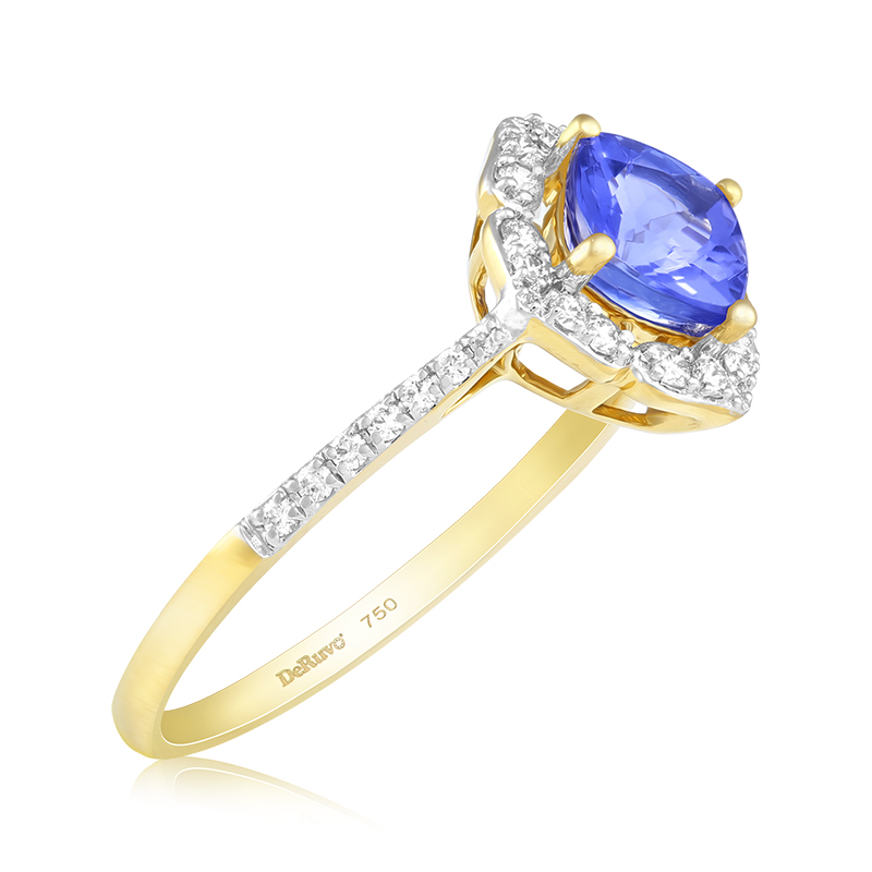 Inel Aur 18k Diamante, Tanzanit DERUVO