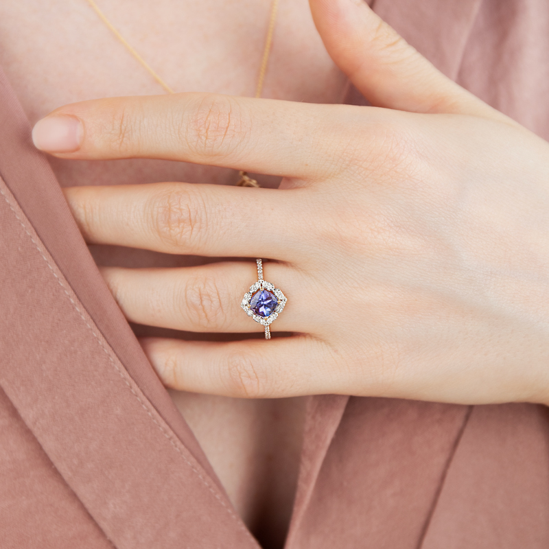 Inel Aur 18k Diamante, Tanzanit DERUVO
