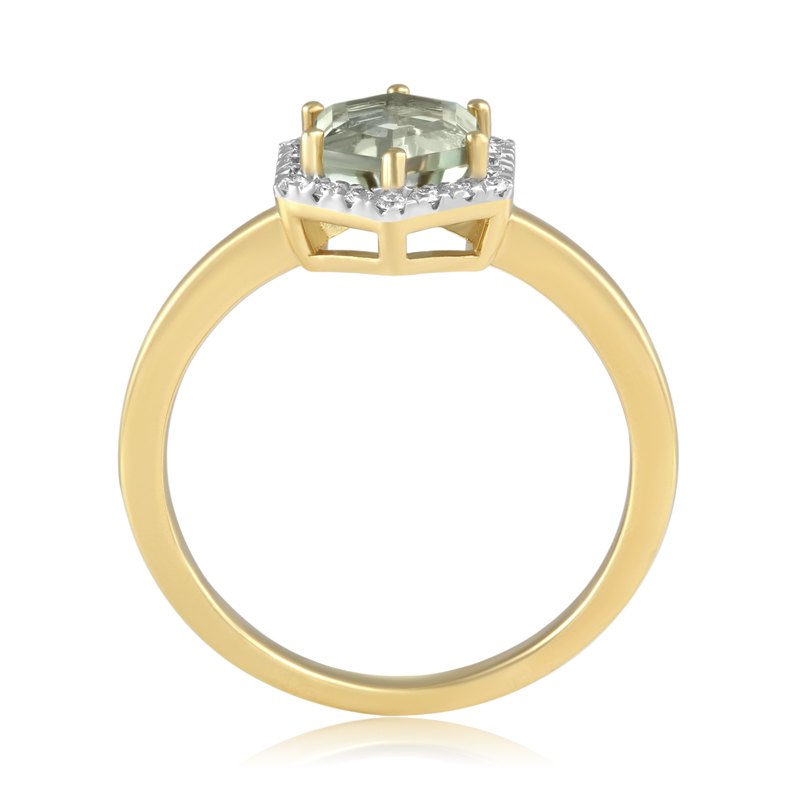 Inel Aur 18k Diamante, Ametist Verde DERUVO