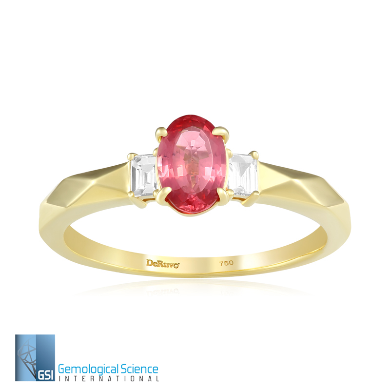 Inel Aur 18k Diamante, Spinel Roz DERUVO