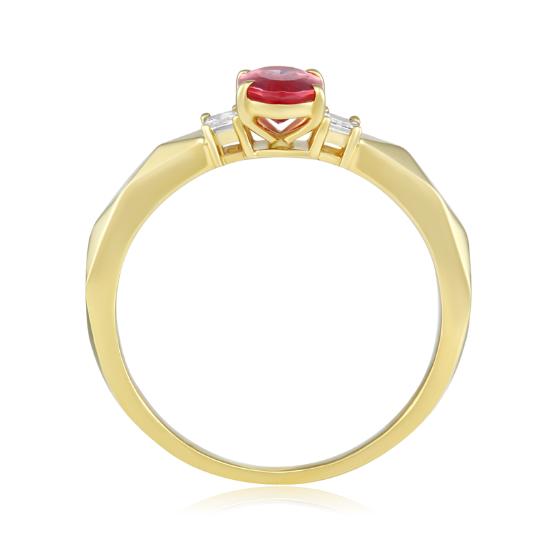 Inel Aur 18k Diamante, Spinel Roz DERUVO