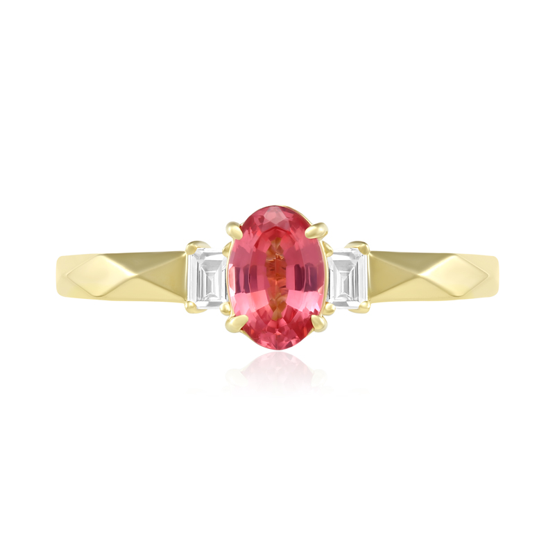 Inel Aur 18k Diamante, Spinel Roz DERUVO