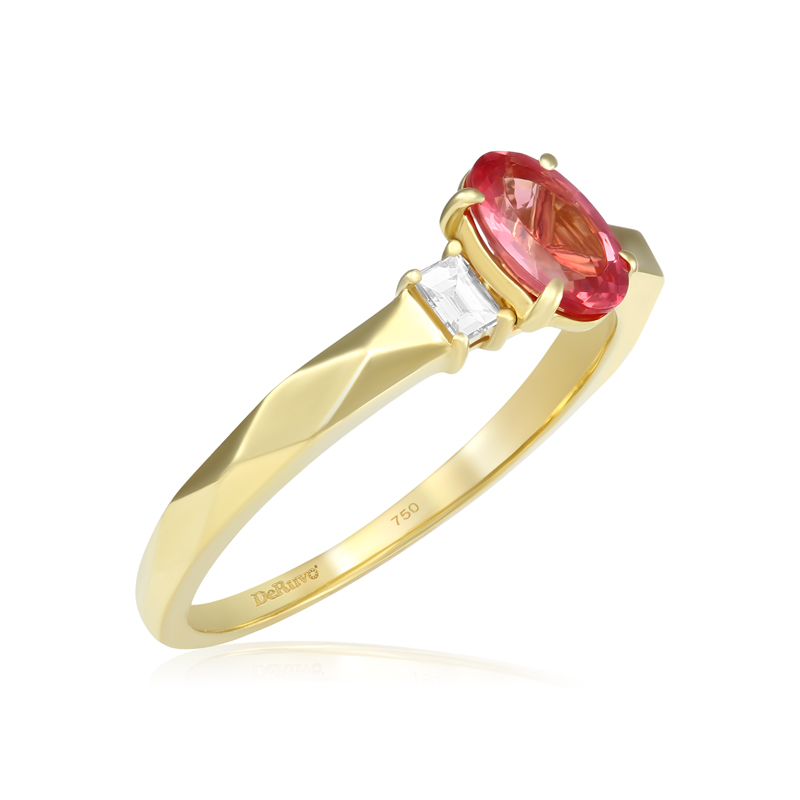 Inel Aur 18k Diamante, Spinel Roz DERUVO
