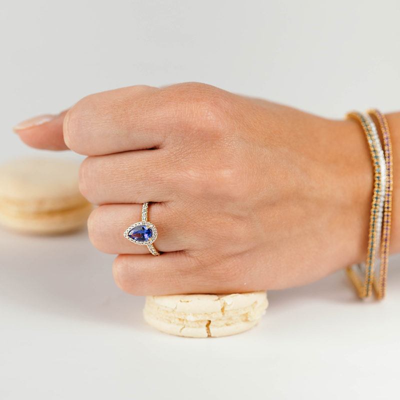 Inel Aur 18k Diamante,Tanzanit DERUVO Inel Aur 18k Diamante,Tanzanit DERUVO