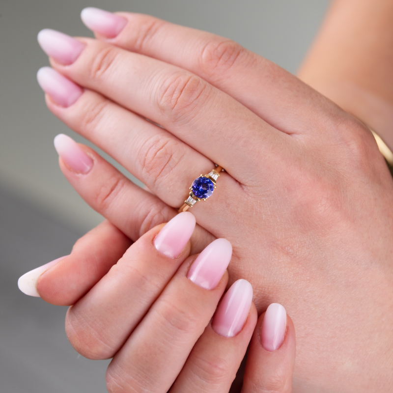 Inel Aur 18k Diamante, Tanzanit DERUVO