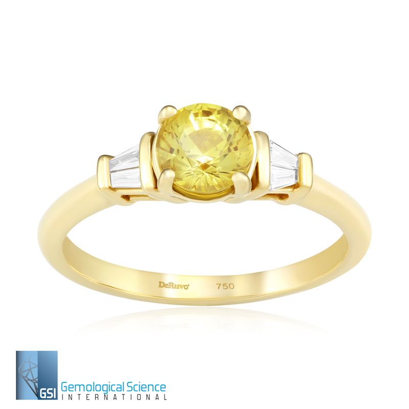 Inel Aur 18k Diamante, Safir Galben DERUVO 