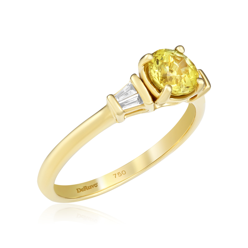 Inel Aur 18k Diamante, Safir Galben DERUVO 